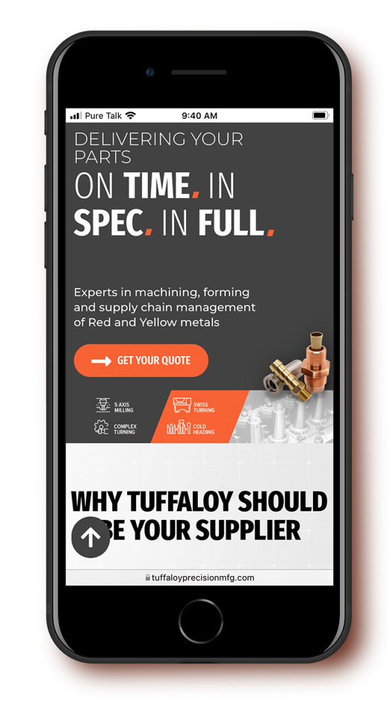 tuffaloy precision manufacturing mobile web mockup 2